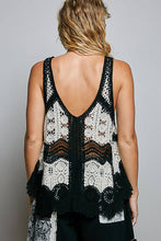 Black Multi Border Weave Scalloped Crochet V-Neck Sleeveless POL Top