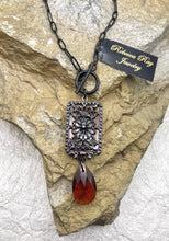 Vintage Gun Metal Necklace with Crystal Drop