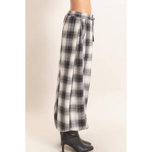 Black Plaid Drawstring Jogger Pants