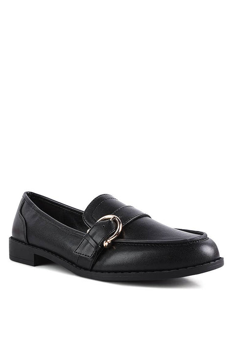 Black Sheboss Buckle Detail Loafers