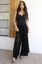 Black Lace Sides Wide Leg Pants
