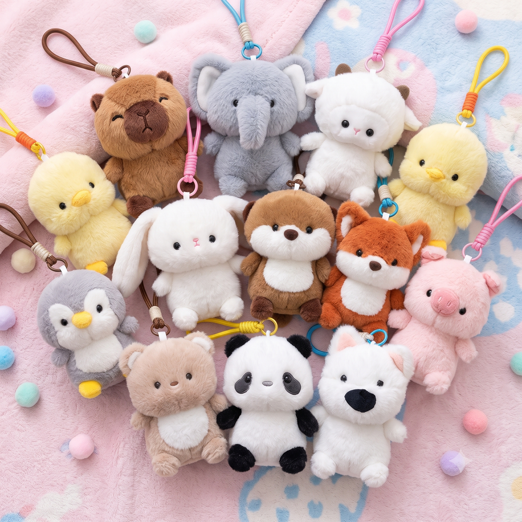 Faux European Mink Animal Plush Keychain & Bag Charm