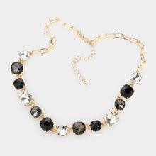 Coral Neon Cushion Square Stone Link Evening Necklace