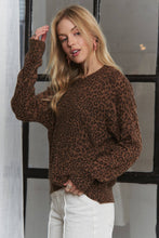 Brown Long Sleeve Leopard Relaxed Top