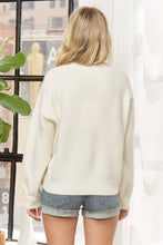 Ivory Front Sequin Bow Crewneck Sweater