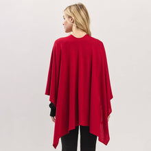 Beige Asymmetrical Hem Solid Pull Through Draped Tie-Front Wrap Poncho