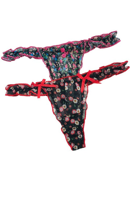 Red Floral Chiffon Thong 6/18/25 7262