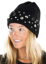 Black Sparkle Embellished Beanie - Rhinestone Crystal