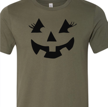 Autumn Pumpkin Face with Eyelashes Bella Canvas Tee