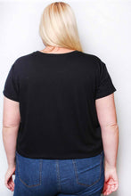 Black Plus Short Sleeve Crew Neck Crop Top