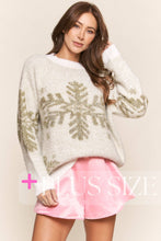 White Sparkly Snowflake Fuzzy Sweater