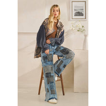 Navy Washed Plaid Asym Button Down Oli+Hali Shirt