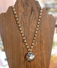 Soldered Crystal Heart Vintage Crystal Beaded Chain Necklace