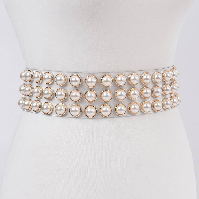 Gold Pearl Clear Waist Belt