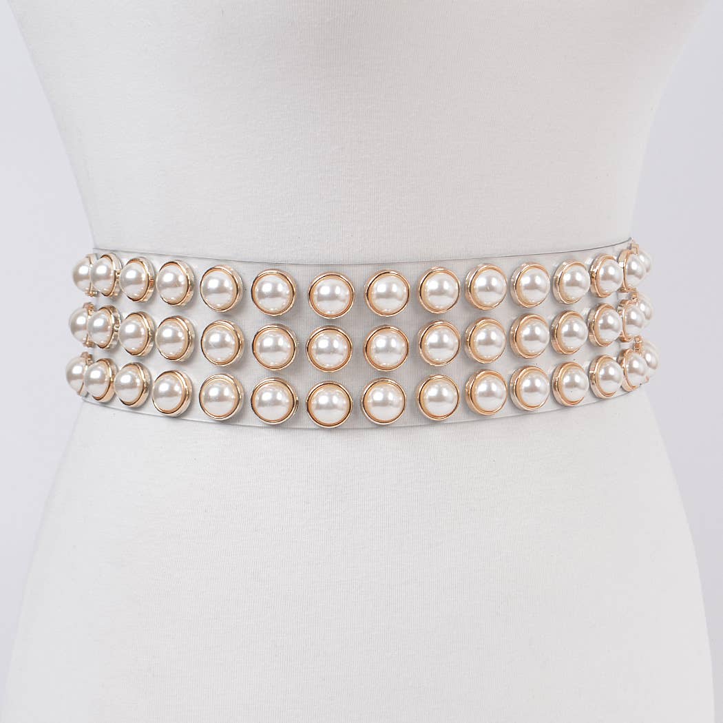 Gold Pearl Clear Waist Belt