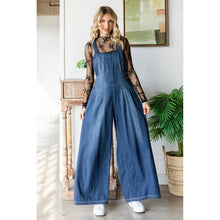 Medium Pleated Denim Overall with Pockets