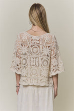 OPEN-KNIT SQUARE CROCHET TOP Rust