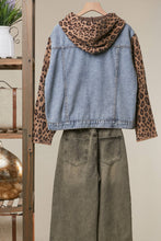Cheetah Denim Vest with Animal Print Sleeves and Hoodie