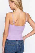 Celadon Green Straight Neck Two Ply Rib Knit Cami Top