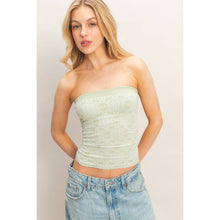 Sage Green Strapless Jacquard Top