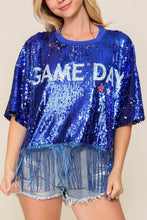 Royal Game Day Sequin Fringe Tee