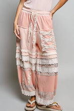 Pink Double Gauze Trim Floral Patch Waistband Jogger POL Pants