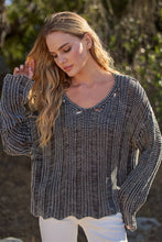 Charcoal Distressed Mineral Washed Sweater