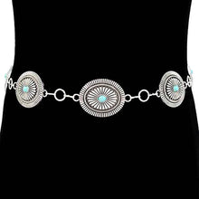 Turquoise Boho Vintage Western Turquoise Stone Concho Chain Belt