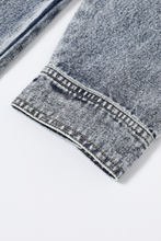 Grey Denim Knit Sweater with Denim Contrast