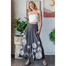 Charcoal Washed Smocked Peace And Star Patchowork Oli+Hali Pants