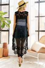 Black Crochet Hi Low Tunic Top