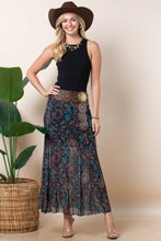Brown Teal Paisley Lined Mesh Skirt
