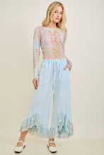 Baby Blue Mineral Washed Lace Ruffles Cropped J.Her Pants