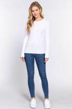 White Long Sleeve Crew Neck Thermal Knit Top