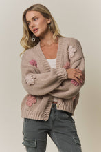 CHUNKY FLORAL CHIC KNIT CARDIGAN- CESW4370: KHAKI / S-M-L(2-2-2)