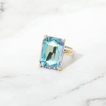 Opal Pink Bold Emerald Cut Stone Cluster Accent Adjustable Ring