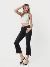 Black Mid Rise Raw Step Hem Crop Flare Vervet Jeans