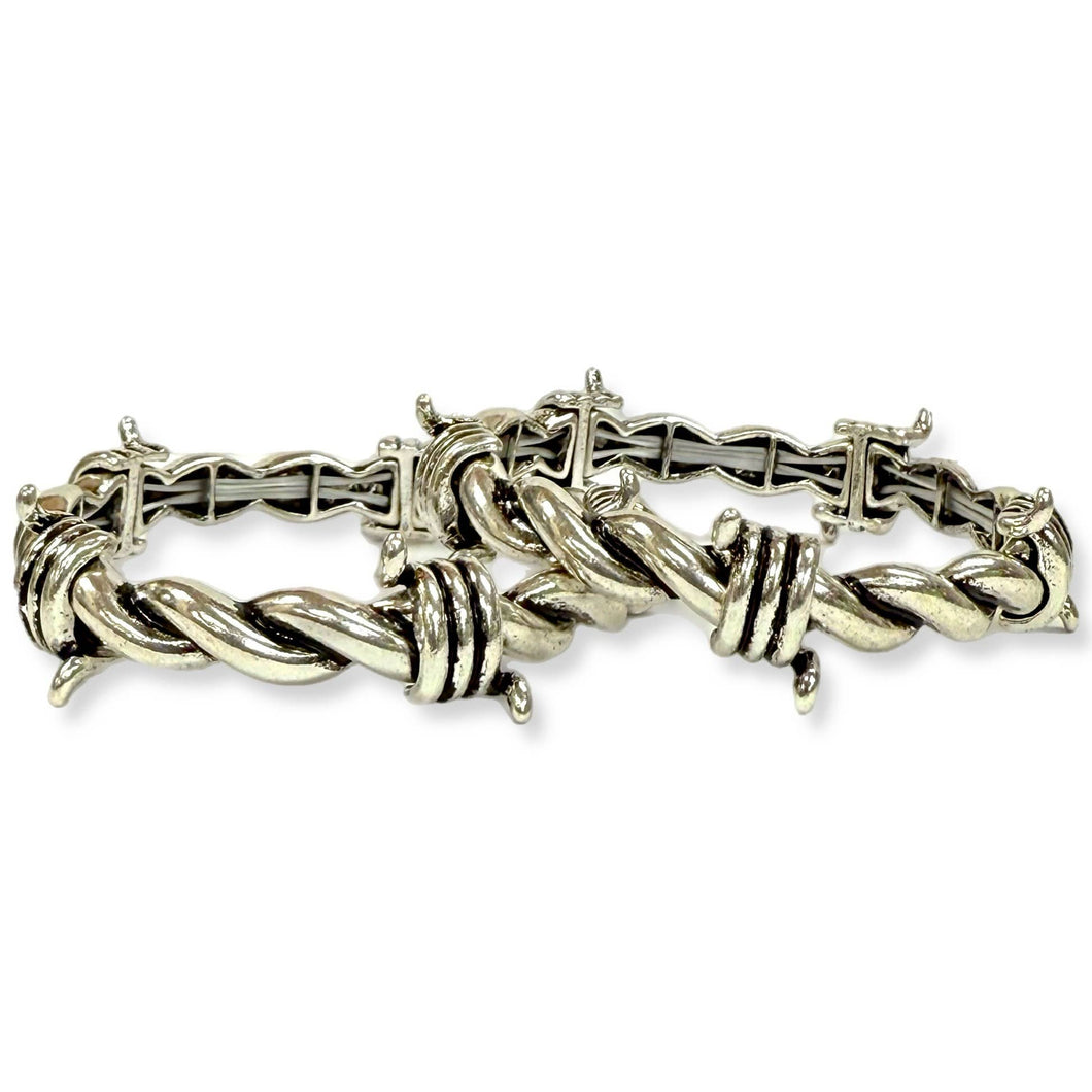 Barbed Wire Silver Stretch Bracelet 