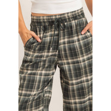 Green Plaid Wide-Leg Pants