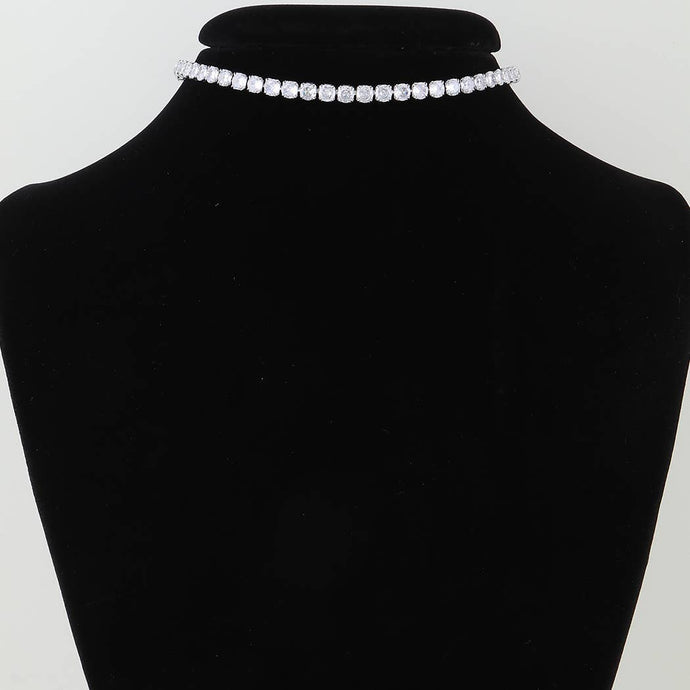 Clear Cubic Rhinestone Choker Necklace