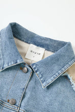 Taupe Light Blue Knit Denim Mix Vest