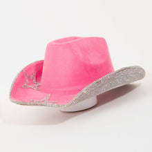 Rhinestone Stars Studded Cowboy Hat: Fuchsia