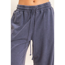 Navy Mineral Washed Wide Leg Pants
