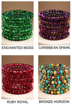 Glass Bead 9 Set Bracelet: MRD-RUBY ROYALE