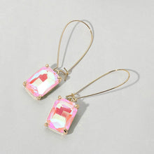 Multi Emerald Cut Stone Dangle Evening Earrings