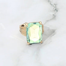 Black Emerald Cut Stone Adjustable Ring