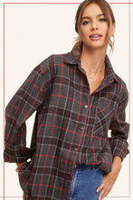 Grey Loose Fit Button Down Soft Fabric Plaid Shirts