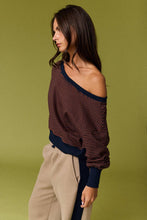 Navy Camel Amira Striped Lounge Sweatshirt