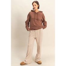 Dark Taupe Mineral Washed Drawstring Waist Relaxed Pants