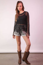 Black Oversized Net Summer Crochet Knit Sweater Top
